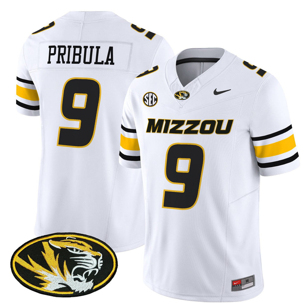 Beau Pribula Jersey #9 Missouri Tigers 2025 Vapor Limited Stitched White