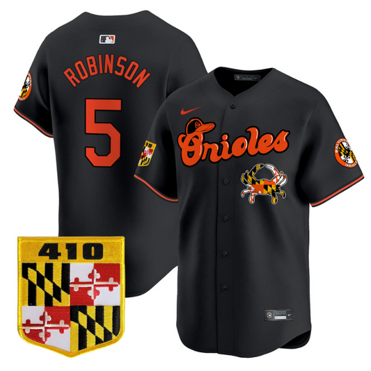 Brooks Robinson Jersey #5 Baltimore Orioles 410 & Chesapeake Crab Patch Limited Stitched Black