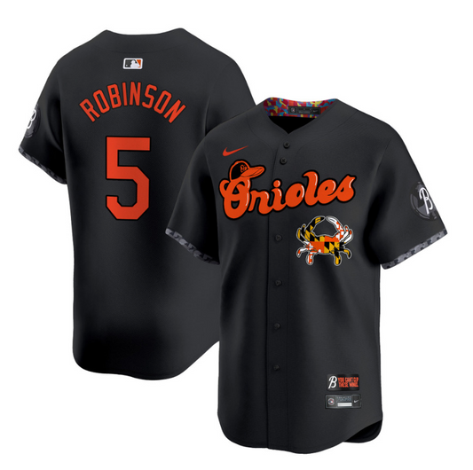 Brooks Robinson Jersey #5 Baltimore Orioles Maryland Blue Crab Vapor Stitched Black