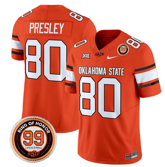 Brennan Presley Jersey #80 Oklahoma State Cowboys Leslie O'neal Patch Vapor Limited College Football Stitched OrangeBrennan Presley Jersey #80 Oklahoma State Cowboys Leslie O'neal Patch Vapor Limited College Football Stitched Orange