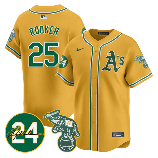 Brent Rooker Jersey #25 Oakland Athletics 2025 Rickey Henderson Memorial Stitched Yellow