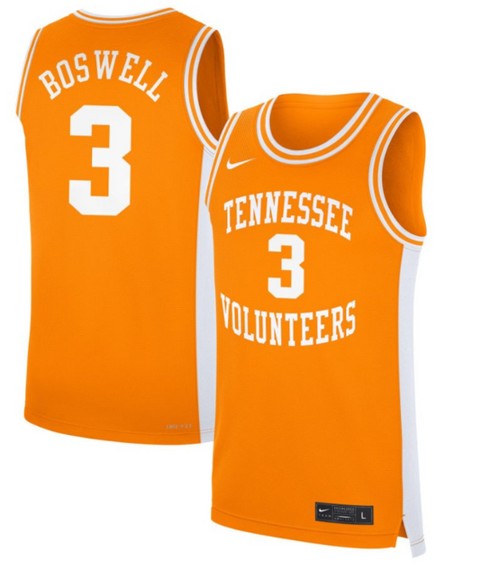 Bishop Boswell Jersey #3 Tennessee Volunteers Basketball NIL Orange