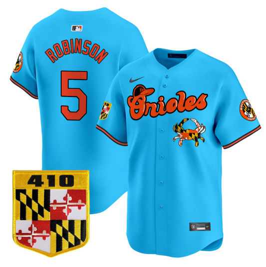 Brooks Robinson Jersey #5 Baltimore Orioles 410 & Chesapeake Crab Patch Limited Stitched Light Blue