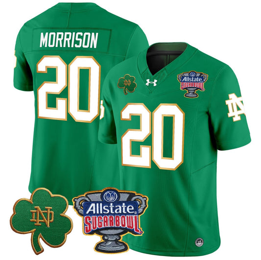 Benjamin Morrison Jersey #20 Notre Dame 2024 Sugar Bowl Patch V2 Green