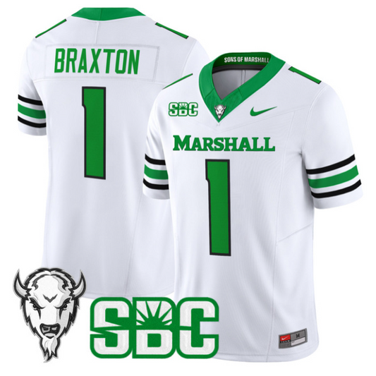 Braylon Braxton Jersey #1 Marshall Thundering Herd 2025 Stitched White