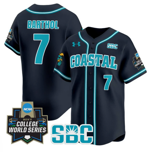 Blake Barthol Jersey #7 Coastal Carolina Chanticleers 2025 World Series Navy