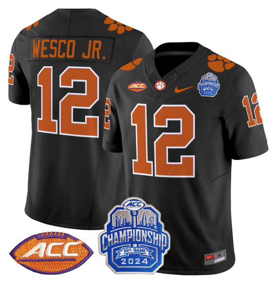 Bryant Wesco Jr Jersey #12 Clemson Tigers 2024 ACC Championship Patch Black