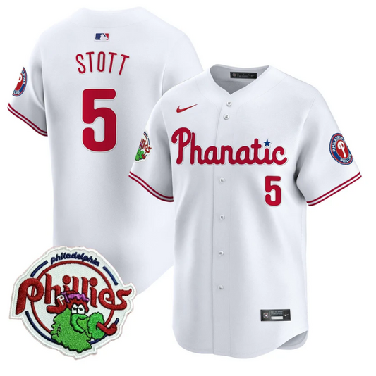 Bryson Stott Jersey #5 Phillies Phanatic Patch Vapor Premier Limited Stitched White