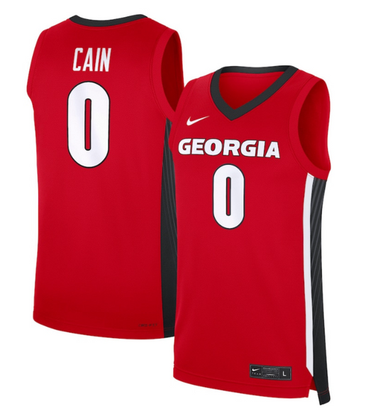 Blue Cain Jersey #0 Georgia Bulldogs NIL Basketball Red