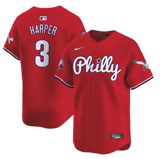 Bryce Harper Jersey #3 Phillies and Eagles Vapor Premier Limited Stitched Red
