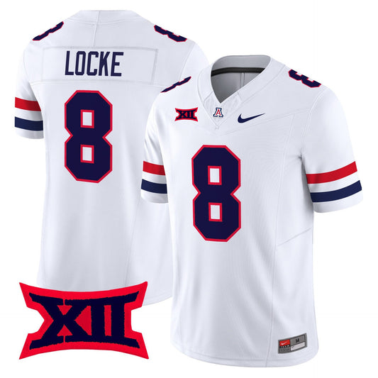 Braedyn Locke Jersey #8 Arizona Wildcats 2025 Vapor Limited Stitched White