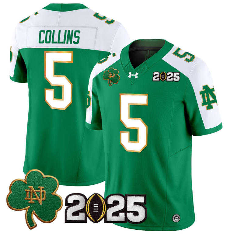 Beaux Collins Jersey #5 Notre Dame 2025 CFP Final Patch Green Alternate