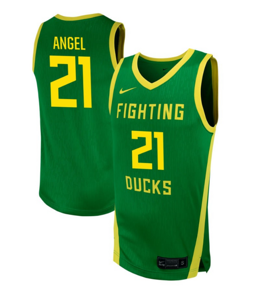 Brandon Angel Jersey #21 Oregon Ducks NIL Basketball Green