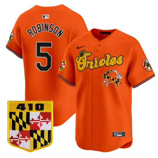 Brooks Robinson Jersey #5 Baltimore Orioles 410 & Chesapeake Crab Patch Limited Stitched Orange