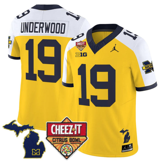 Bryce Underwood Jersey #19 Michigan Wolverines 2025 Cheez-It Citrus Bowl