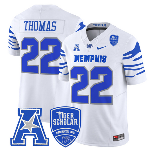 Brandon Thomas Jersey #22 Memphis Tigers 2024 Vapor Limited Stitched White