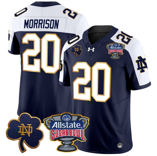 Benjamin Morrison Jersey #20 Notre Dame 2024 Sugar Bowl Patch V2 Navy Alternate
