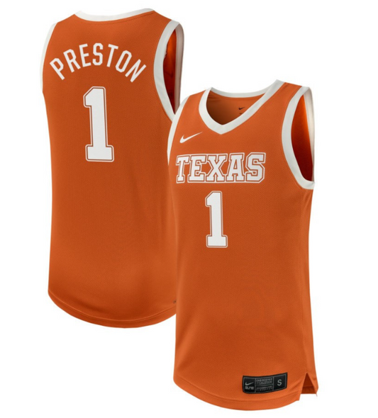 Bryanna Preston Jersey #1 Texas Longhorns NIL Basketball Texas Orange