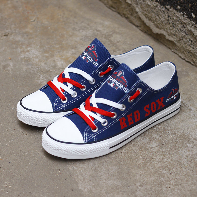 Boston Red Sox Limited Print MLB Baseball Fans Low Top Canvas Shoes Sport Sneakers T-DAC137L