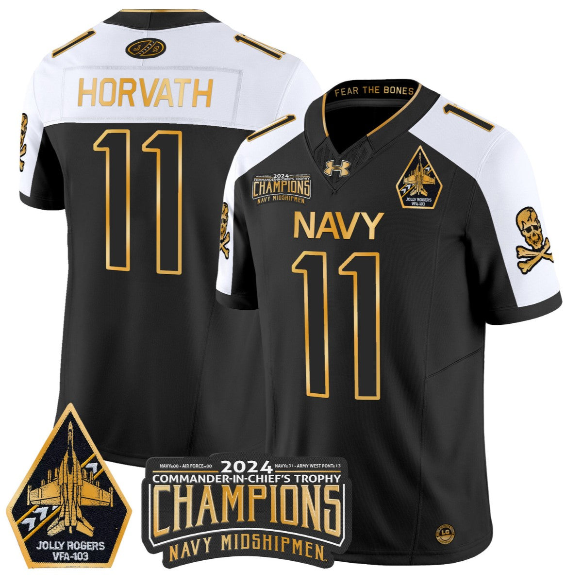 Blake Horvath Jersey #11 Navy Midshipmen Commander-in-chief's Trophy Black Limited