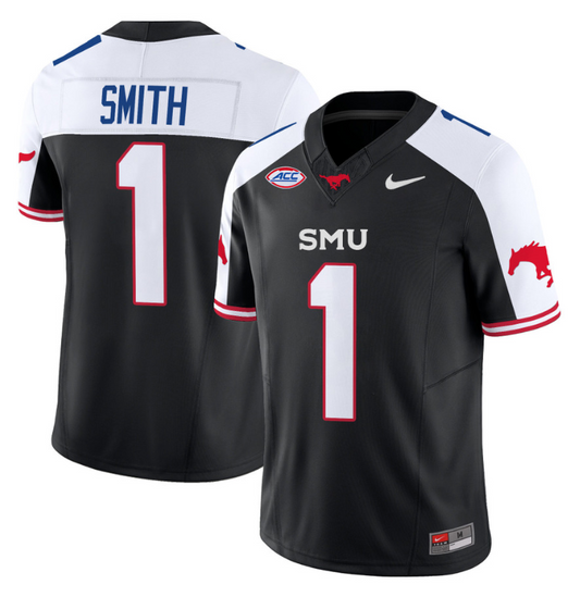 Brashard Smith Jersey #1 SMU Mustangs Icy College Football Vapor Limited Black Alternate