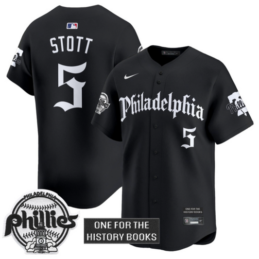 Bryson Stott Jersey #5 Phillies Retro Newspaper Edition Vapor Premier Limited Stitched Black