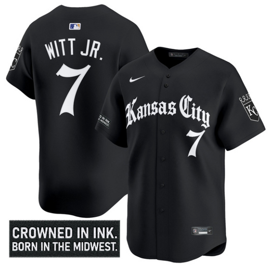 Bobby Witt Jr Jersey #7 Kansas City Royals Gothic Crown Edition Vapor Stitched Black