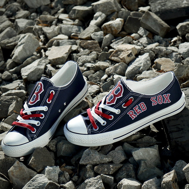 Boston Red Sox Limited Print MLB Baseball Fans Low Top Canvas Shoes Sport Sneakers T-D850L