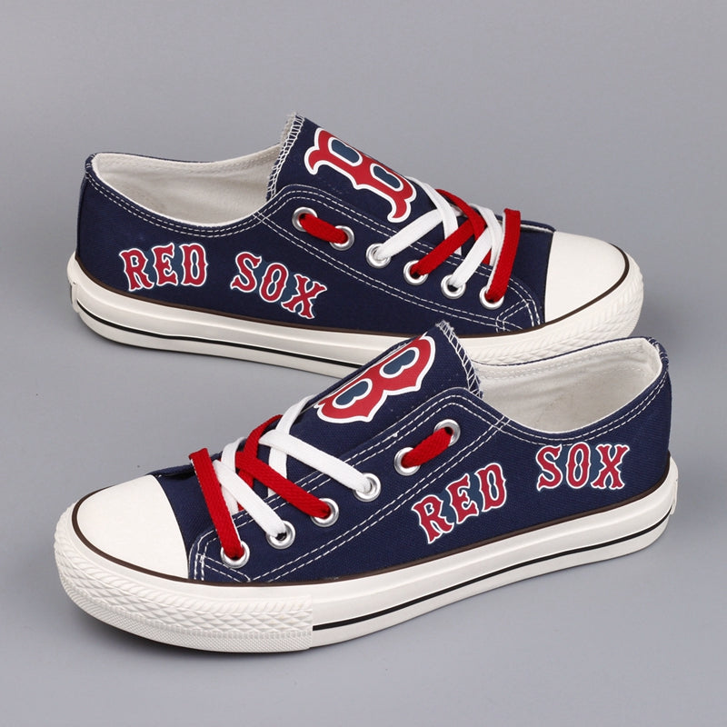 Boston Red Sox Limited Print MLB Baseball Fans Low Top Canvas Shoes Sport Sneakers T-D850L