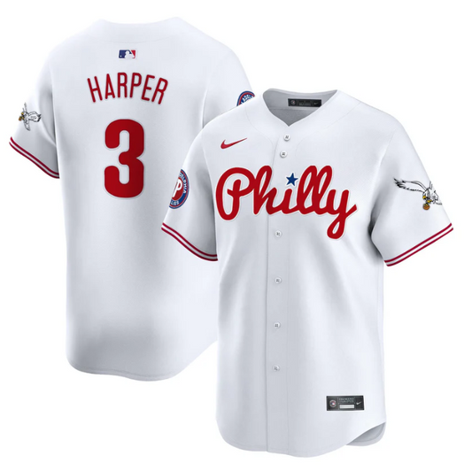 Bryce Harper Jersey #3 Phillies and Eagles Vapor Premier Limited Stitched White