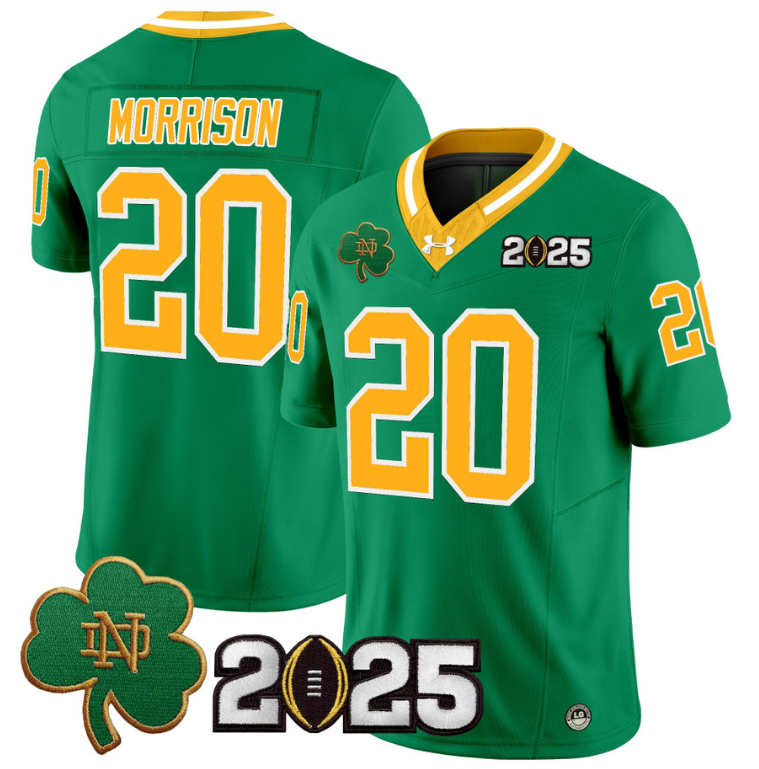 Benjamin Morrison Jersey #20 Notre Dame 2025 CFP Final Patch Throwback