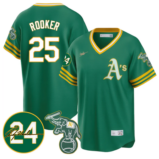 Brent Rooker Jersey #25 Oakland Athletics 2025 Rickey Henderson Memorial Stitched Throwback