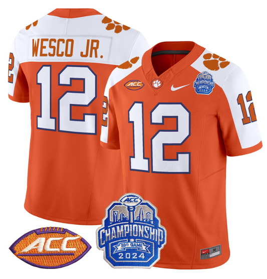 Bryant Wesco Jr Jersey #12 Clemson Tigers 2024 ACC Championship Orange Alternate