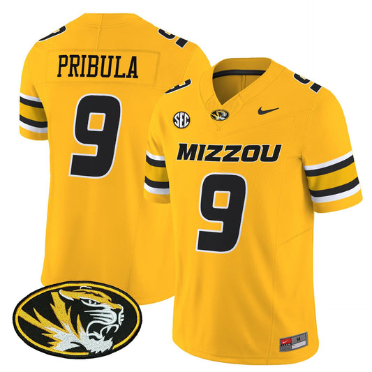 Beau Pribula Jersey #9 Missouri Tigers 2025 Vapor Limited Stitched Gold
