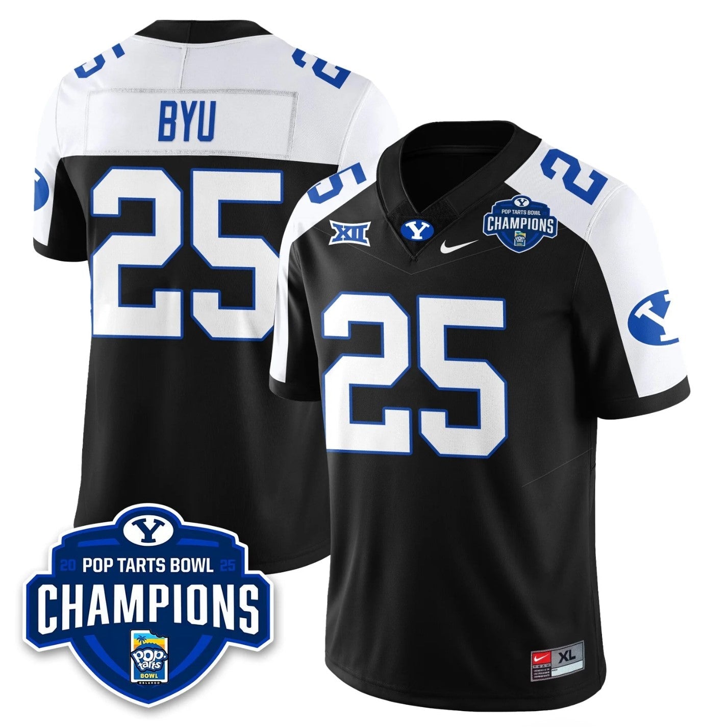 BYU Jersey #25 BYU Cougars 2025 Pop-Tarts Bowl Champions Patch Stitched