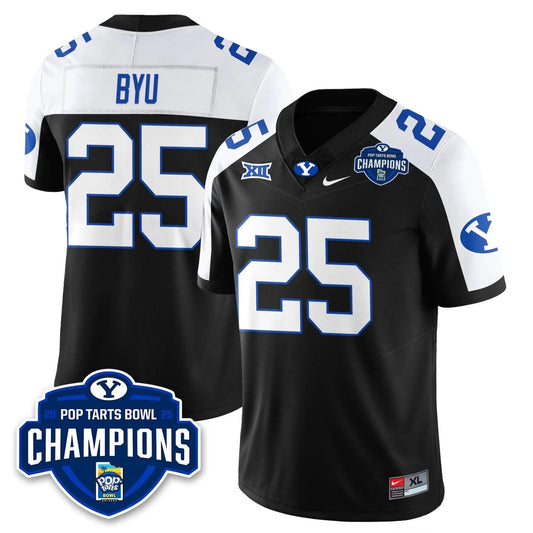 BYU Jersey #25 BYU Cougars 2025 Pop-Tarts Bowl Champions Patch Stitched