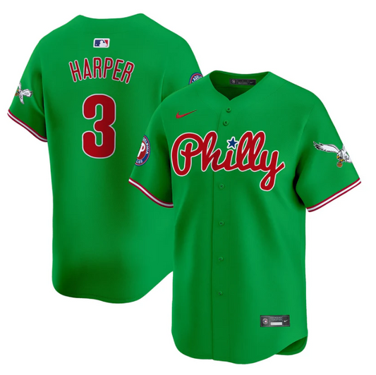Bryce Harper Jersey #3 Phillies and Eagles Vapor Premier Limited Stitched Green