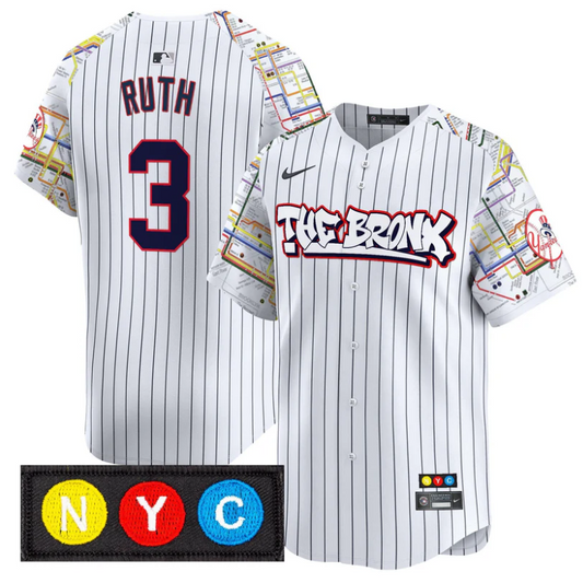 Babe Ruth Jersey #3 New York Yankees The Bronx Subway Style Premier Stitched Pinstripe
