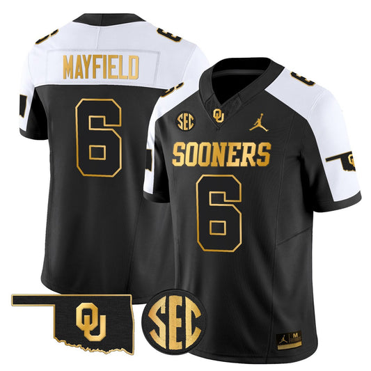 Baker Mayfield Jersey #6 Oklahoma Sooners 2025 Gold Limited Stitched