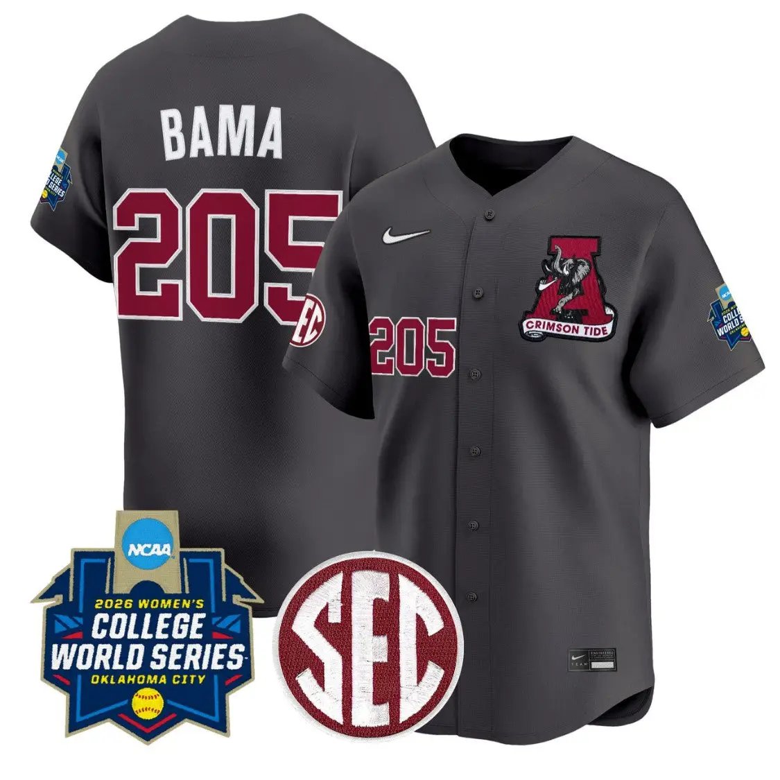 Bama Jersey #205 Alabama Softball 2026 World Series Stitched