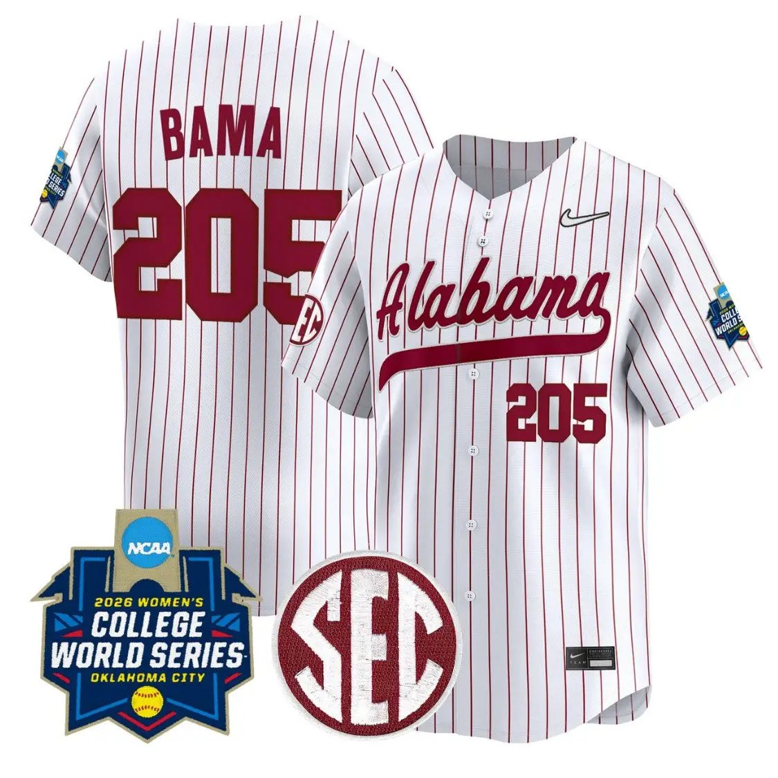 Bama Jersey #205 Alabama Softball 2026 World Series Stitched