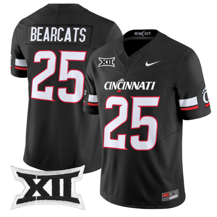 Bearcats Jersey #25 Cincinnati Bearcats 2025 Vapor Limited Stitched Black