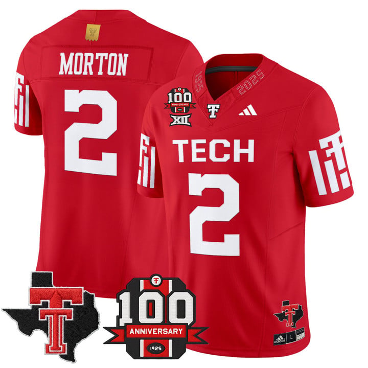 Behren Morton Jersey #2 Texas Tech 2025 100th Anniversary Patch Stitched