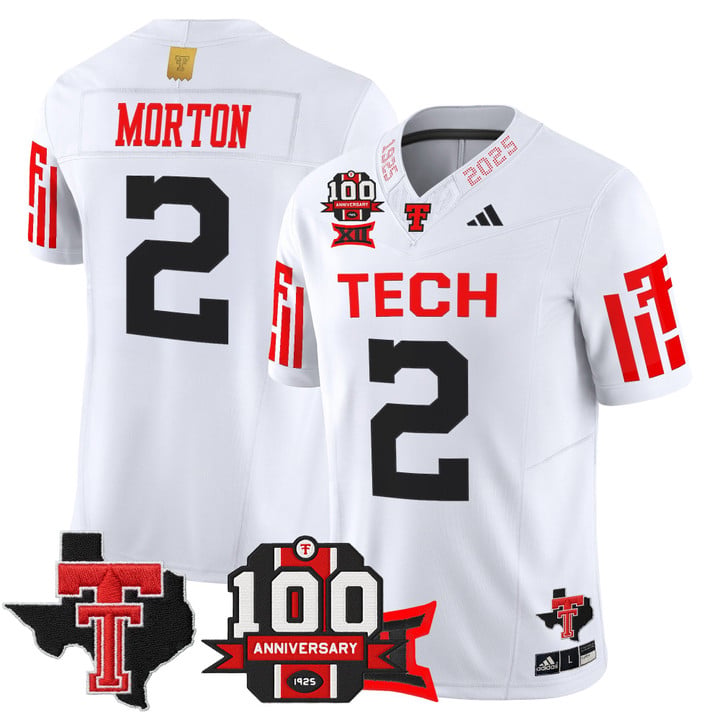 Behren Morton Jersey #2 Texas Tech 2025 100th Anniversary Patch Stitched