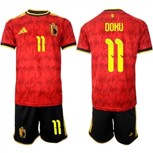 Belgium #11 DOKU Jersey National Team x World Cup 2026 Home Red On Field Soccer