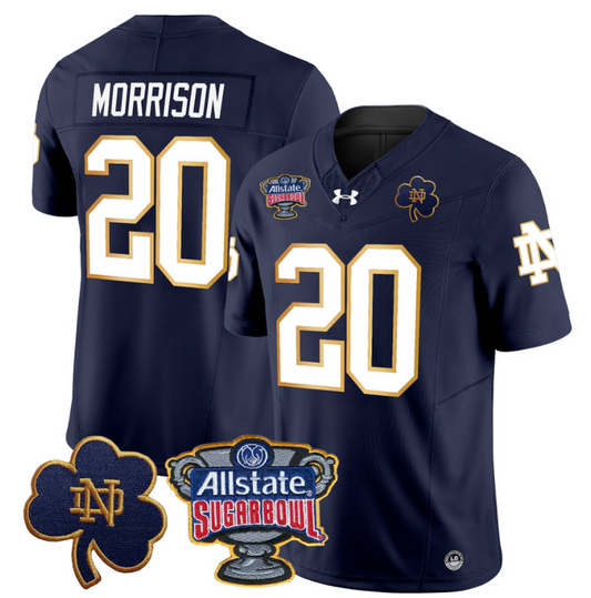 Benjamin Morrison Jersey #20 Notre Dame 2024 Sugar Bowl Patch Football Navy