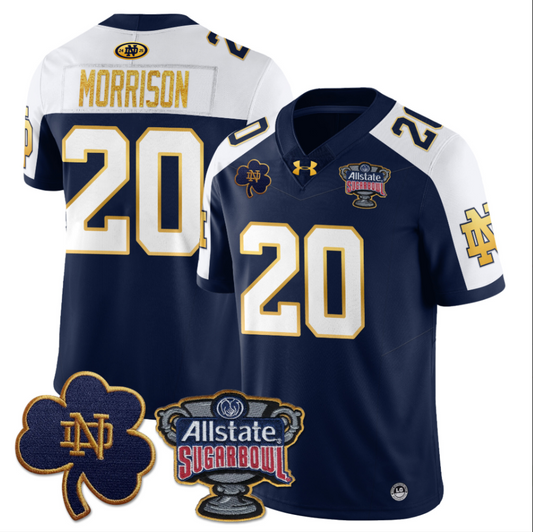 Benjamin Morrison Jersey #20 Notre Dame Allstate Sugar Bowl Football Navy White