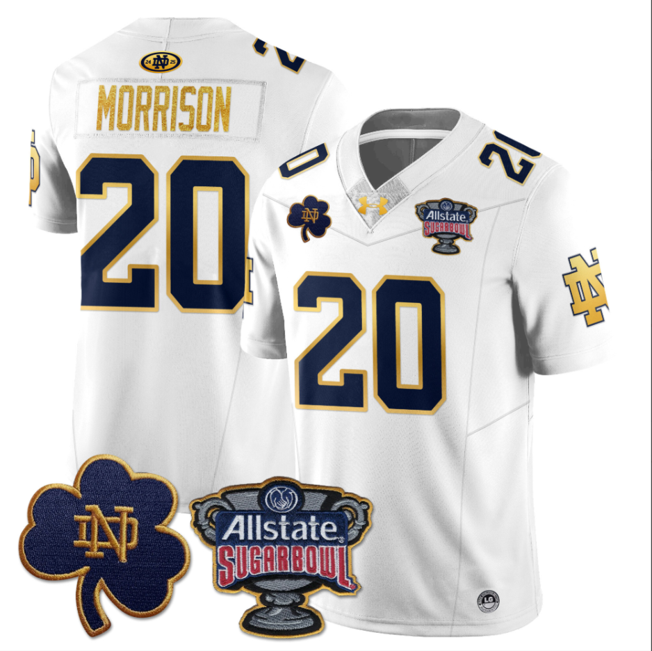 Benjamin Morrison Jersey #20 Notre Dame Allstate Sugar Bowl Football White