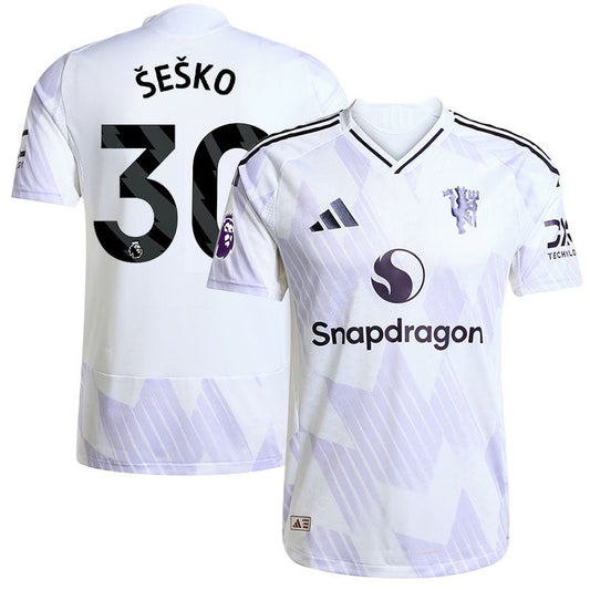 Benjamin Sesko #30 Manchester United Away 2025-26 Match Jersey – White