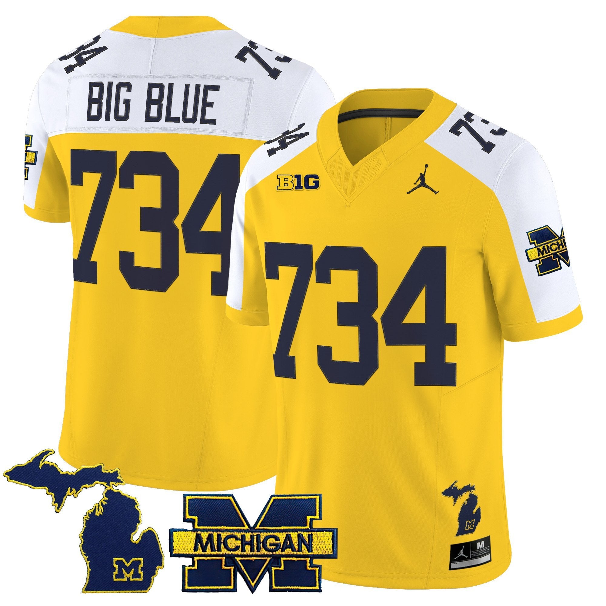 Big Blue Jersey #734 Michigan Wolverines 2025 Vapor Stitched Maize Alternate